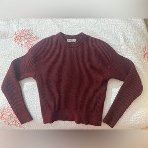 Women's Burgundy Wine Red Ribbed Sweater Nordstrom Elodie XS